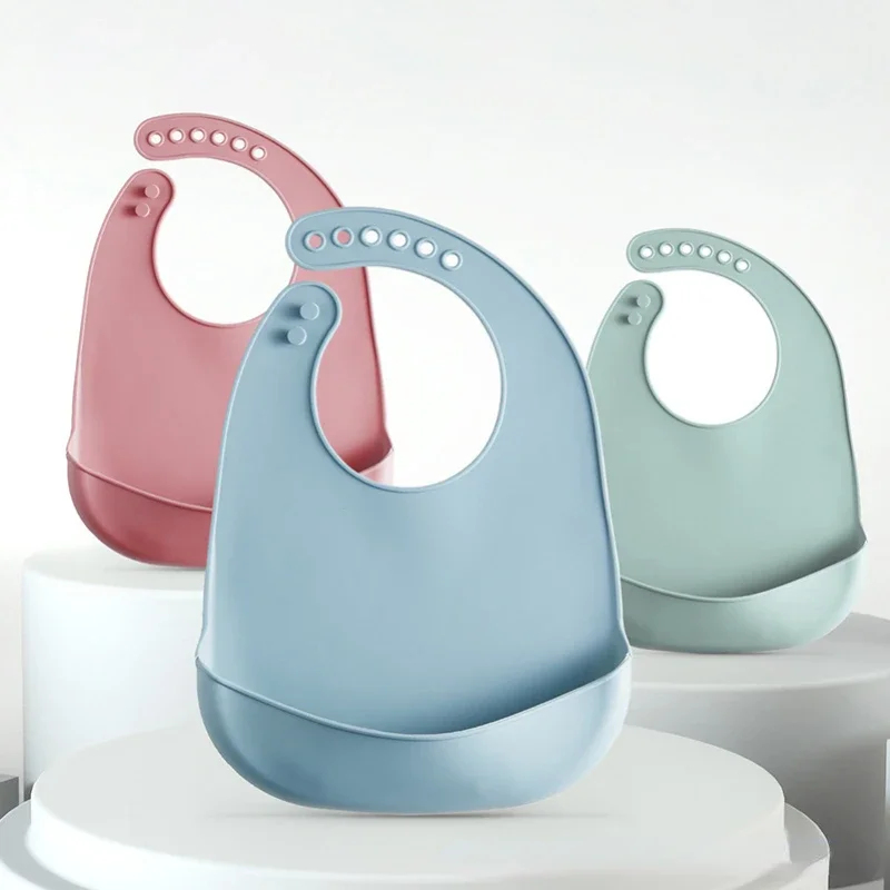 Waterproof Baby Bibs Silicone - 1/3pcs 아기 턱받이 조절 가능한 방수
