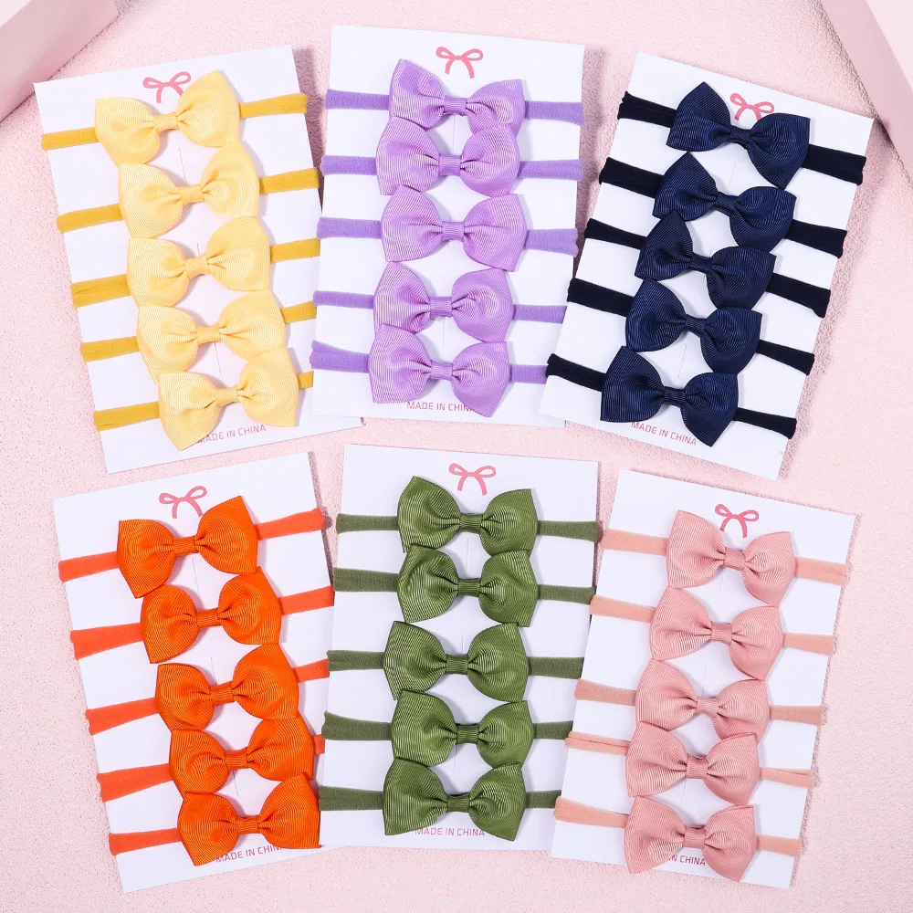Baby Gear - 5 개/대 여자 솔리드 컬러 Bowknot