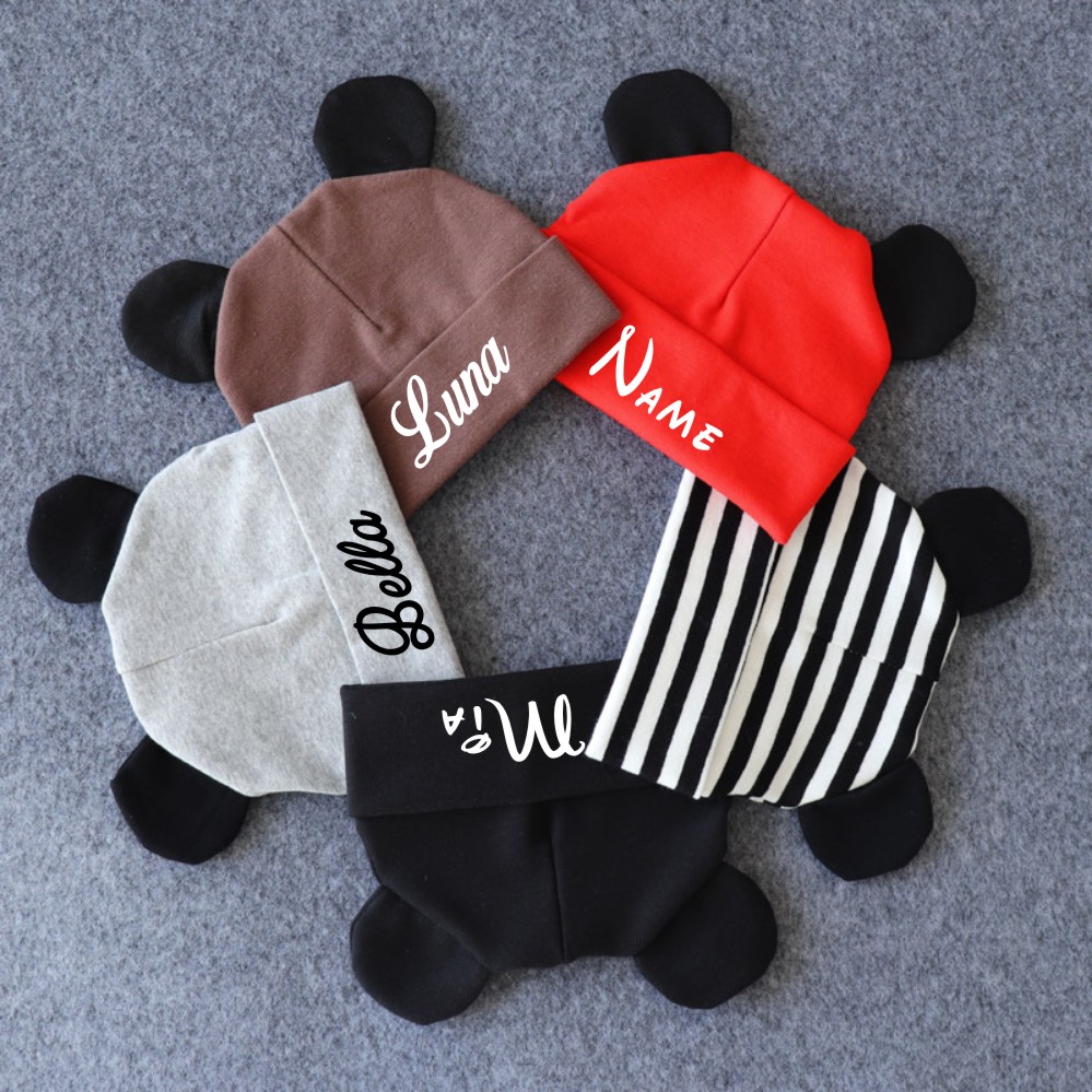 Infant Beanie Hat With Ears - 개인화 된 귀여운 아기 비니 선물
