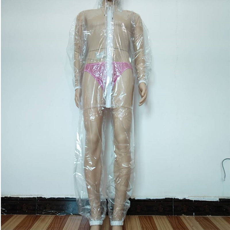 Diapering - 섹시한 PVC 투명 지퍼 플라스틱 점프수트