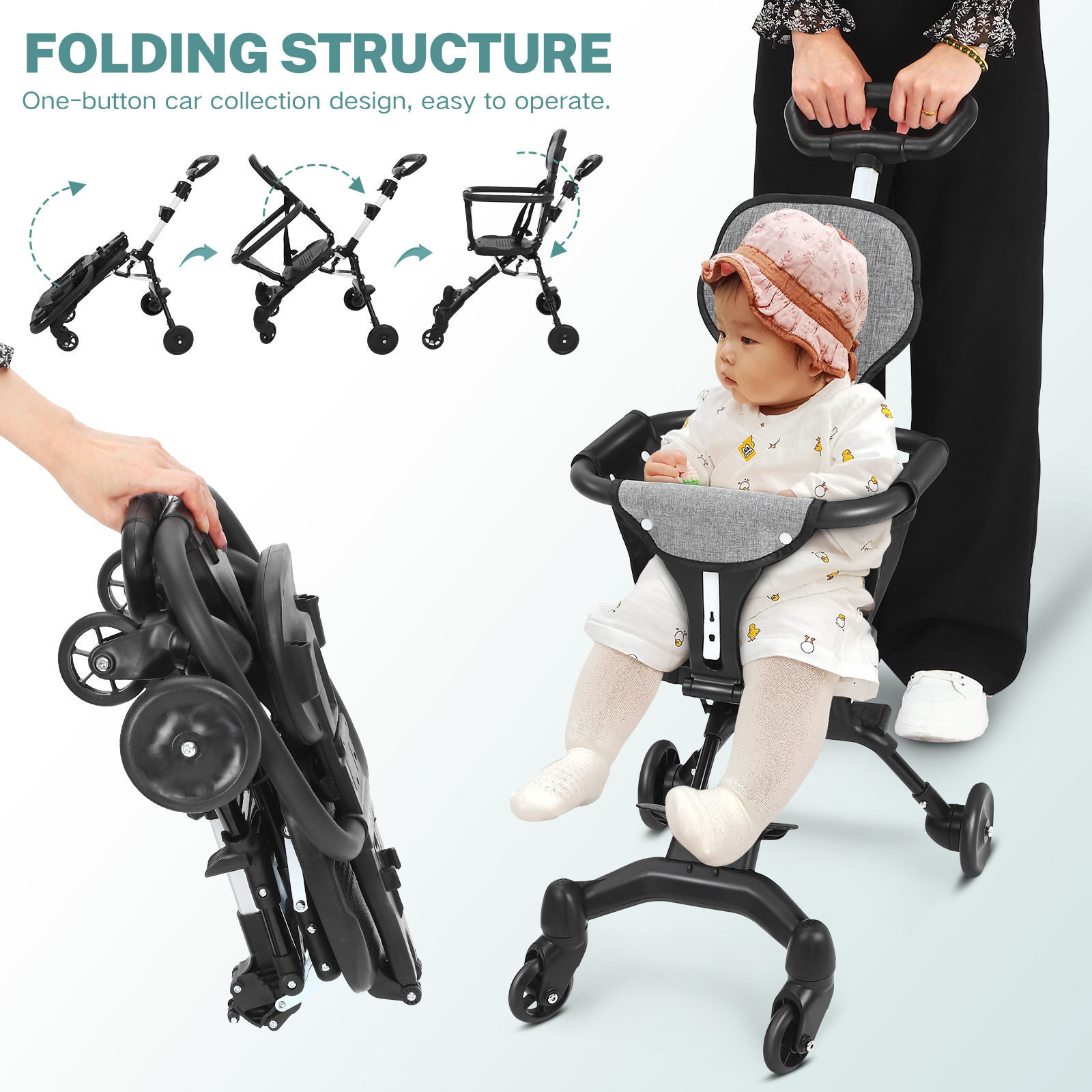 Lightweight Foldable Baby Stroller Compact - 유아용 컴팩트 경량 접이식 좌석, 비행기