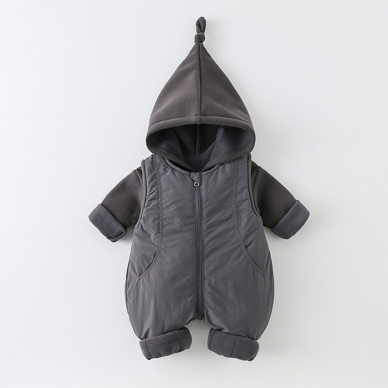 Cotton Baby Onesies Zipper - 겨울 두꺼운 면 아기 롬퍼 유니섹스