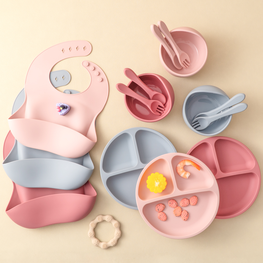 Waterproof Baby Bibs Silicone - 5Pcs 아기 실리콘 먹이 세트 어린이를위한