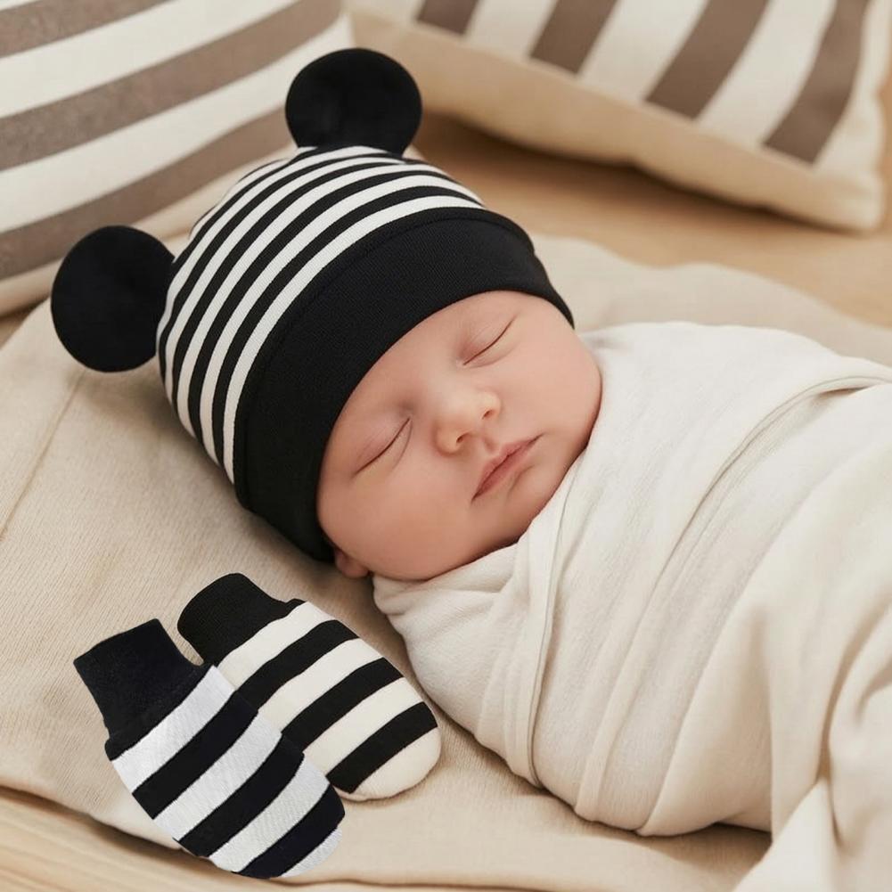 Infant Beanie Hat With Ears - 아기 스크래치 방지 장갑, 신생아 아기