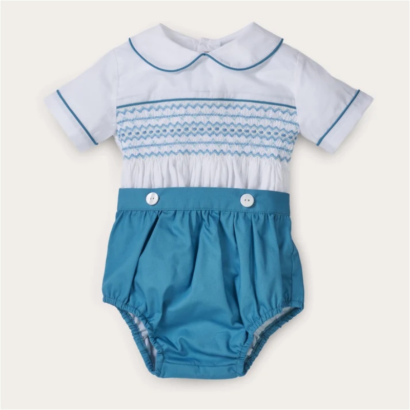 Baby Boy Suit Set Baptism - 0-6세 여름 남아 핸드 스모크 자수