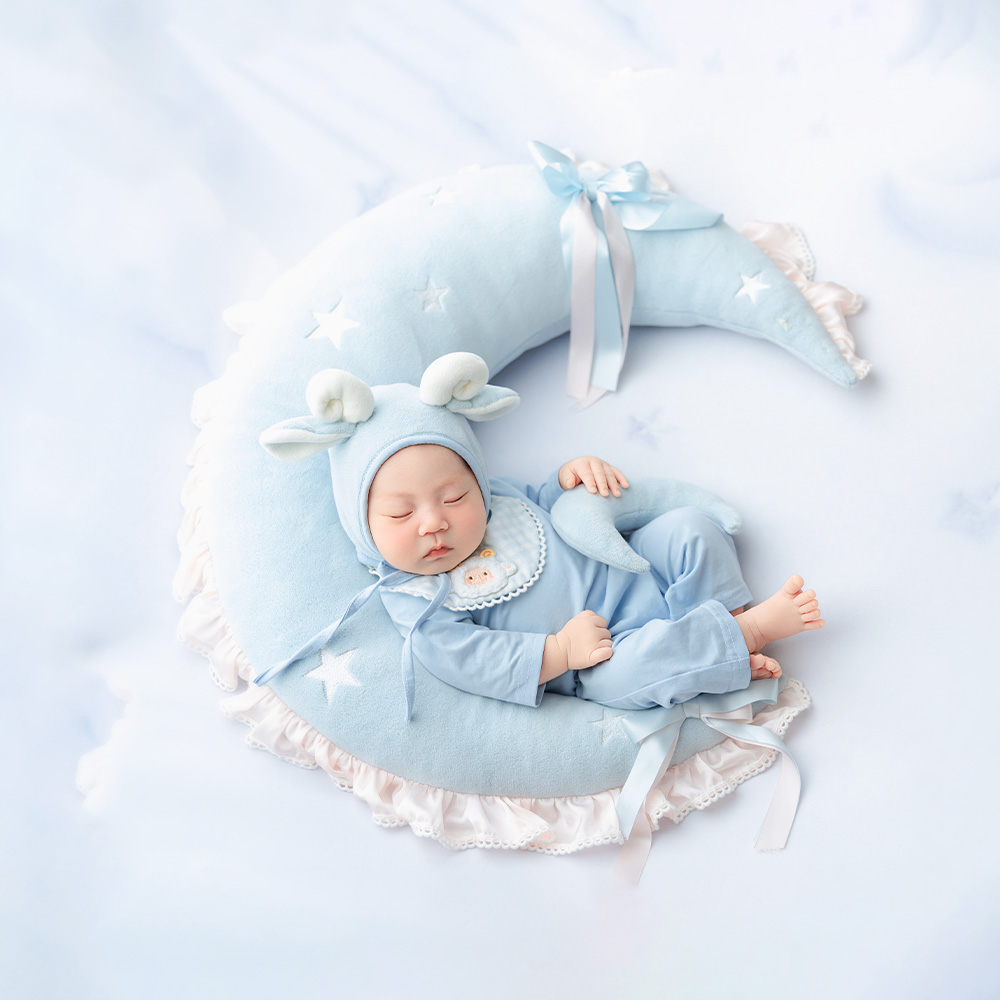 Infant Photography Props Outfit - 블루 쉽 신생아 촬영 소품 세트