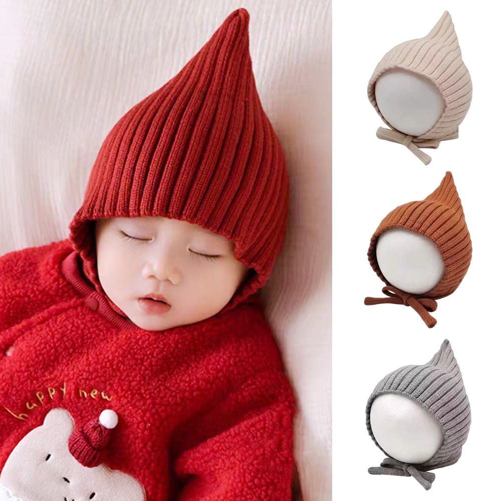 Infant Beanie Hat With Ears - 귀여운 단색 아기 모자 겨울 따뜻한