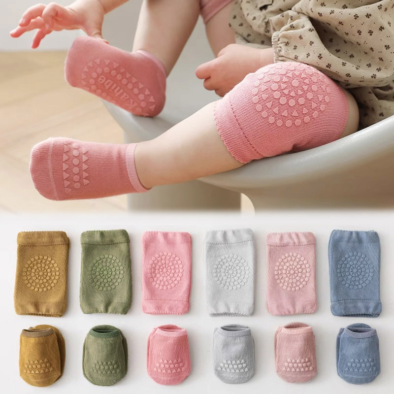 Unisex Baby Socks Non Slip - 아기 양말과 무릎 보호대 3세트, 단색
