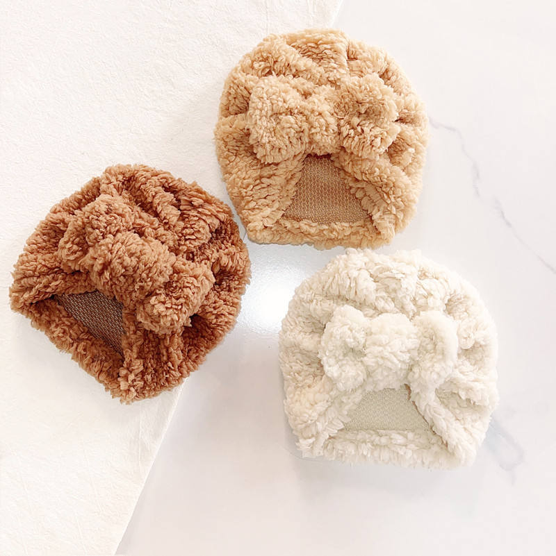 Infant Beanie Hat With Ears - 귀여운 신생아 아기 매듭 터번 리본