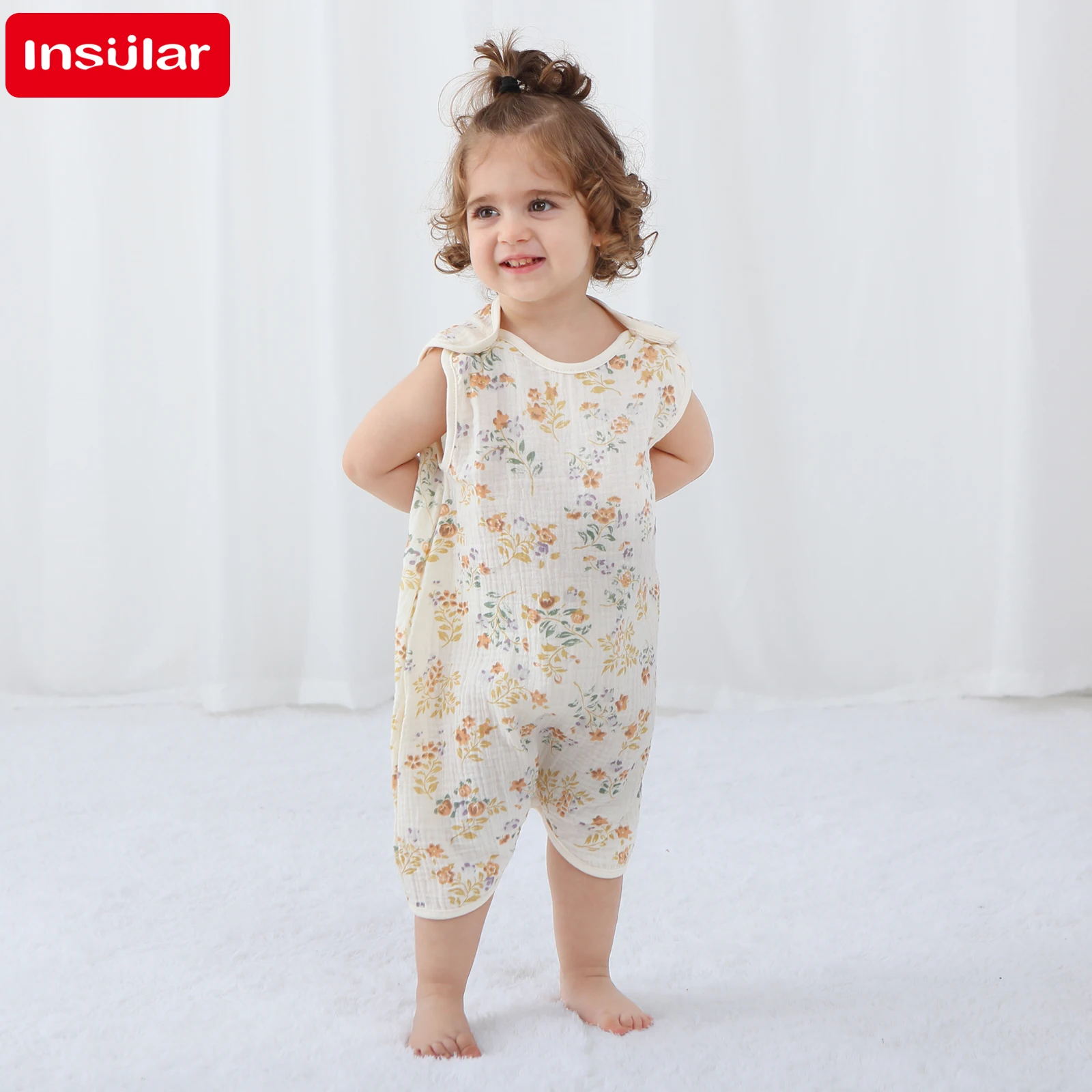 Newborn Baby Girl Romper Floral - INSULAR 신생아 여아 바디 슈트 소프트