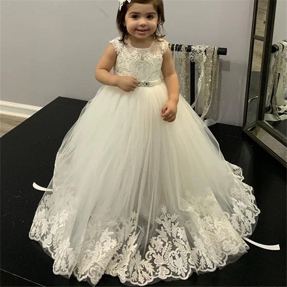 Toddler Girl Tulle Party Dress - 플라워 걸 드레스 레이스 첫 영성체