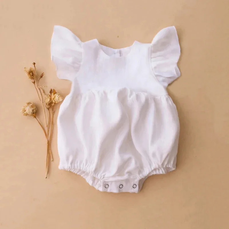 Baby Summer Linen Sleeveless Jumpsuit - 리넨 코튼 신생아 소녀 옷, 사랑스러운