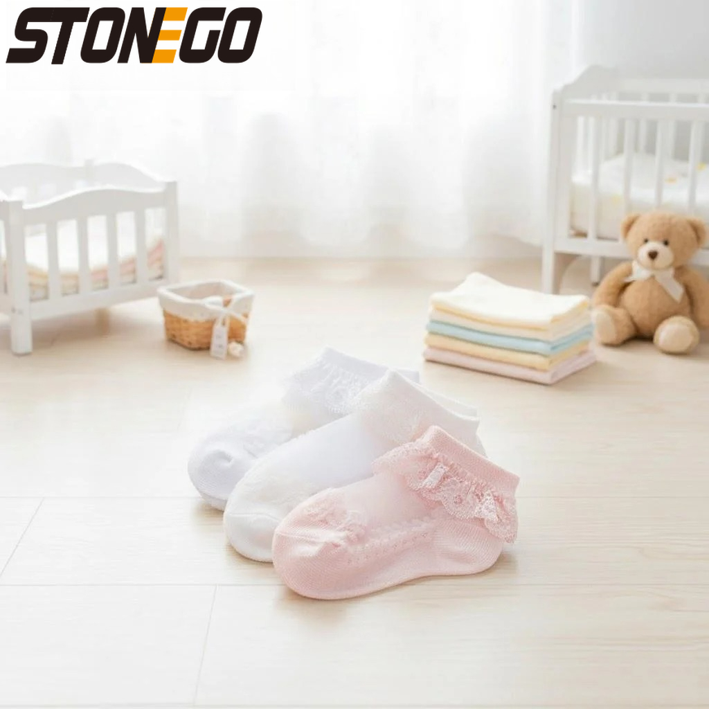 Unisex Baby Socks Non Slip - 귀여운 레이스 꽃무늬 그물 아기 양말