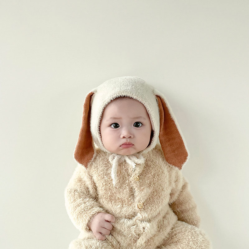 Infant Beanie Hat With Ears - 겨울 봉제 토끼 귀 아기 토끼