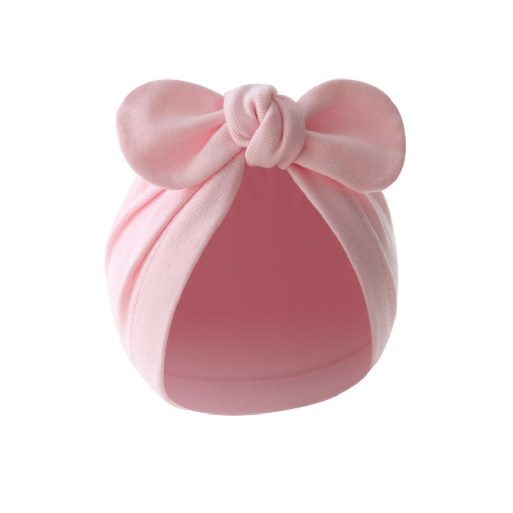 Infant Beanie Hat With Ears - 귀여운 꽃 매듭 모자 면 부드러운