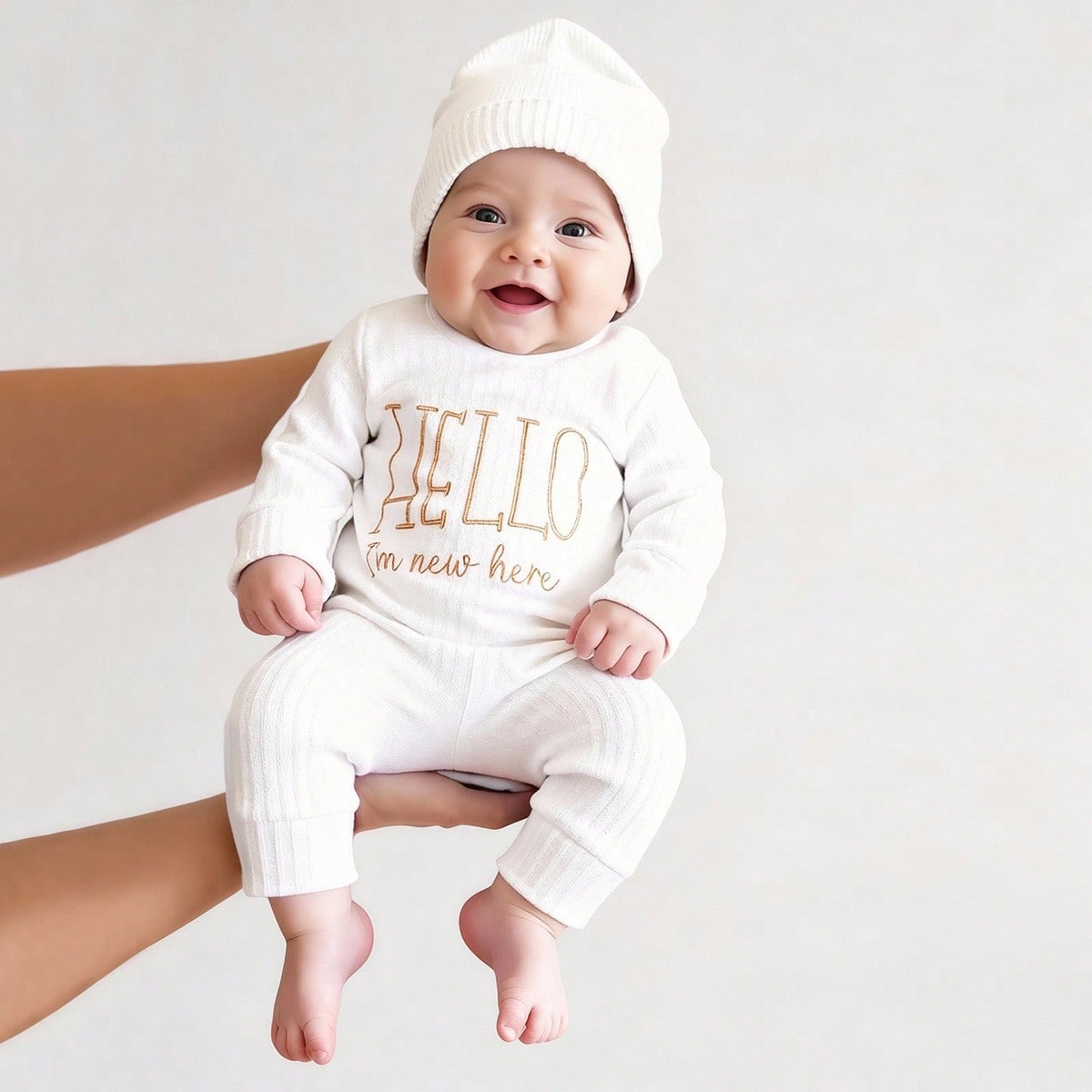 Infant Photography Props Outfit - Ylsteed '헬로' 자수 신생아 사진 촬영