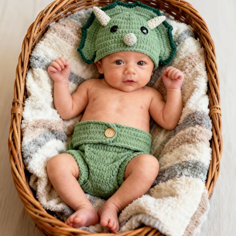 2pcs 크로 셰 뜨개질 공룡 신생아 사진 소품 니트  - Infant Photography Props Outfit 리뷰 및 가격