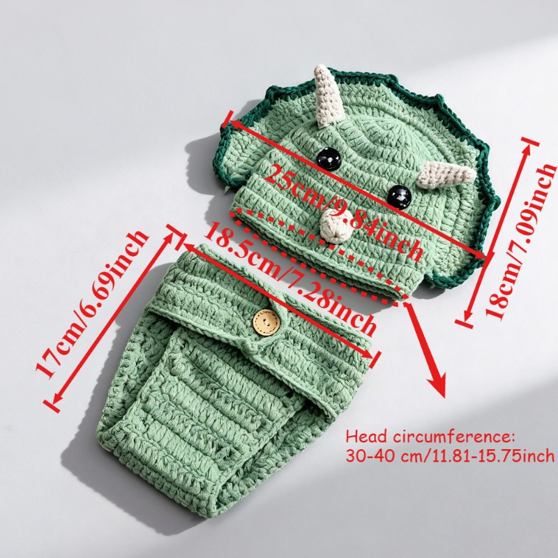 2pcs 크로 셰 뜨개질 공룡 신생아 사진 소품 니트  - Infant Photography Props Outfit 리뷰 및 가격