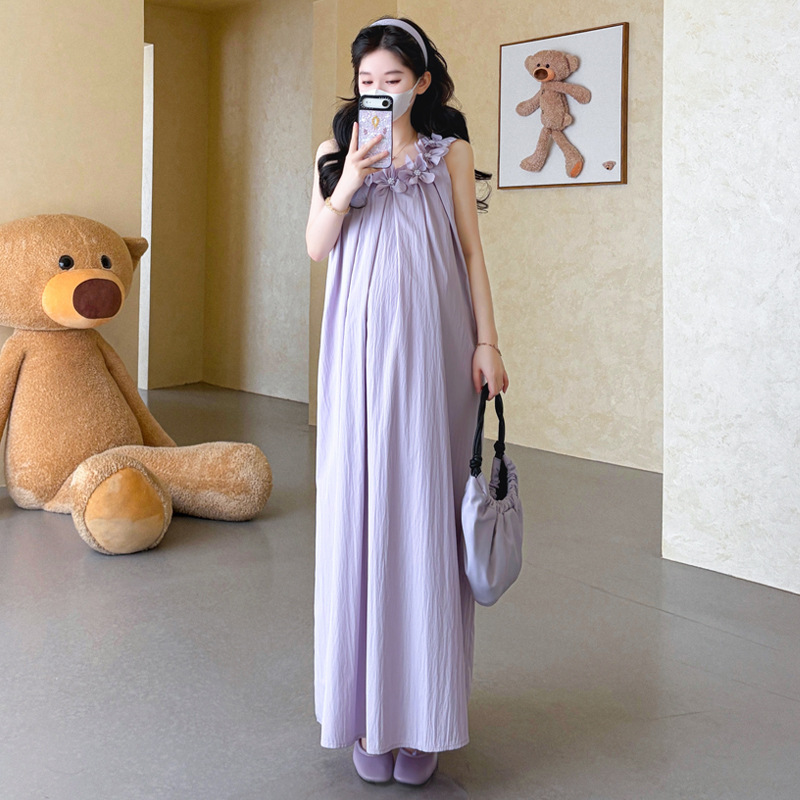 임산부 여름복 2026 플라워 장식 민소매 원피스 &  - Maternity Wear 리뷰 및 가격