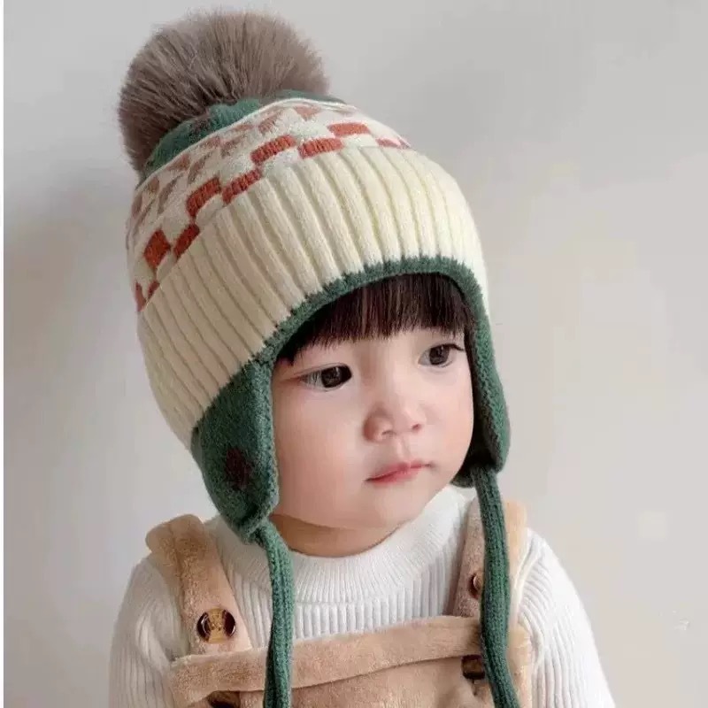 귀 보호 아기 비니 모자 귀덮개 부드럽고 따뜻한 폼폼  - Infant Beanie Hat With Ears 리뷰 및 가격