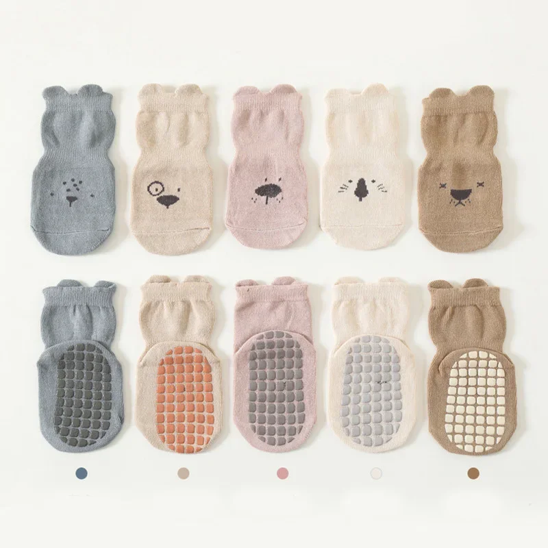 3/5 쌍 아기 사랑스러운 동물 패턴 미끄럼 방지 바닥 - Unisex Baby Socks Non Slip 리뷰 및 가격