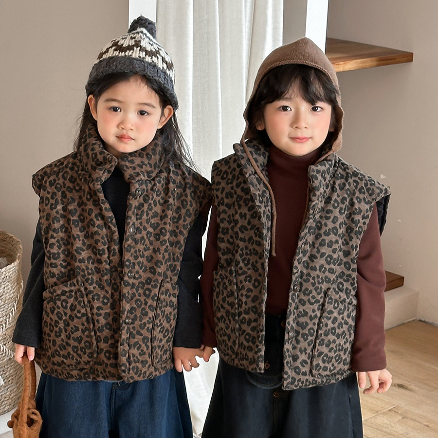 어린이 레오파드 프린트 패딩 조끼 겨울용 민소매 재킷  - Toddler Boy Winter Fleece Jacket 리뷰 및 가격