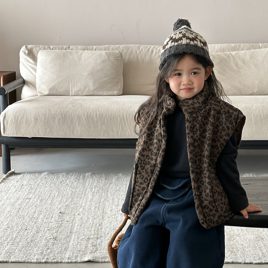 어린이 레오파드 프린트 패딩 조끼 겨울용 민소매 재킷  - Toddler Boy Winter Fleece Jacket 리뷰 및 가격