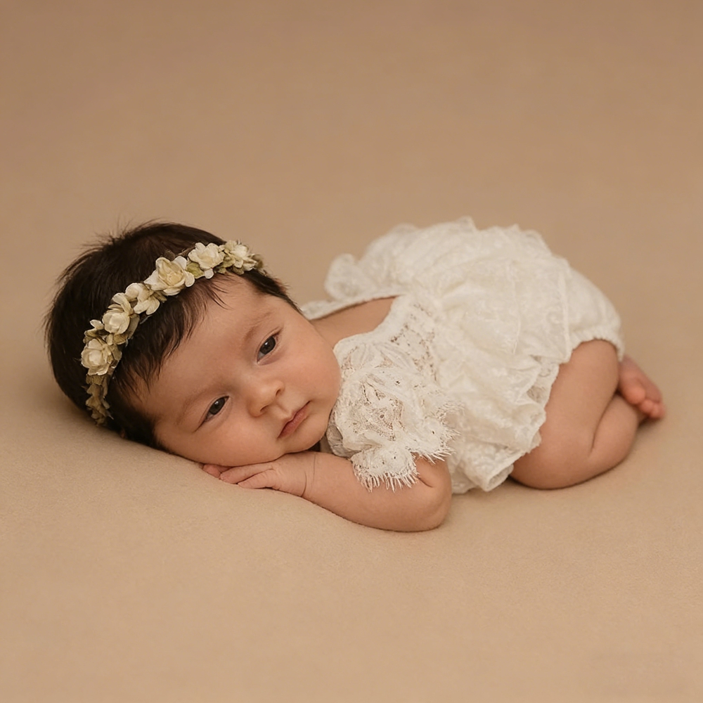 신생아 사진 촬영 의상 여자 아기 흰색 레이스 오프숄더 - Newborn Baby Girl Romper Floral 리뷰 및 가격