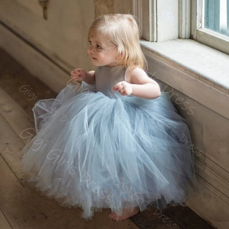 결혼식을위한 파란색 꽃 소녀 드레스 유아 스파게티 스트 - Toddler Girl Tulle Party Dress 리뷰 및 가격