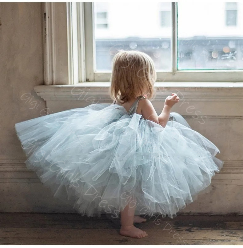 결혼식을위한 파란색 꽃 소녀 드레스 유아 스파게티 스트 - Toddler Girl Tulle Party Dress 리뷰 및 가격