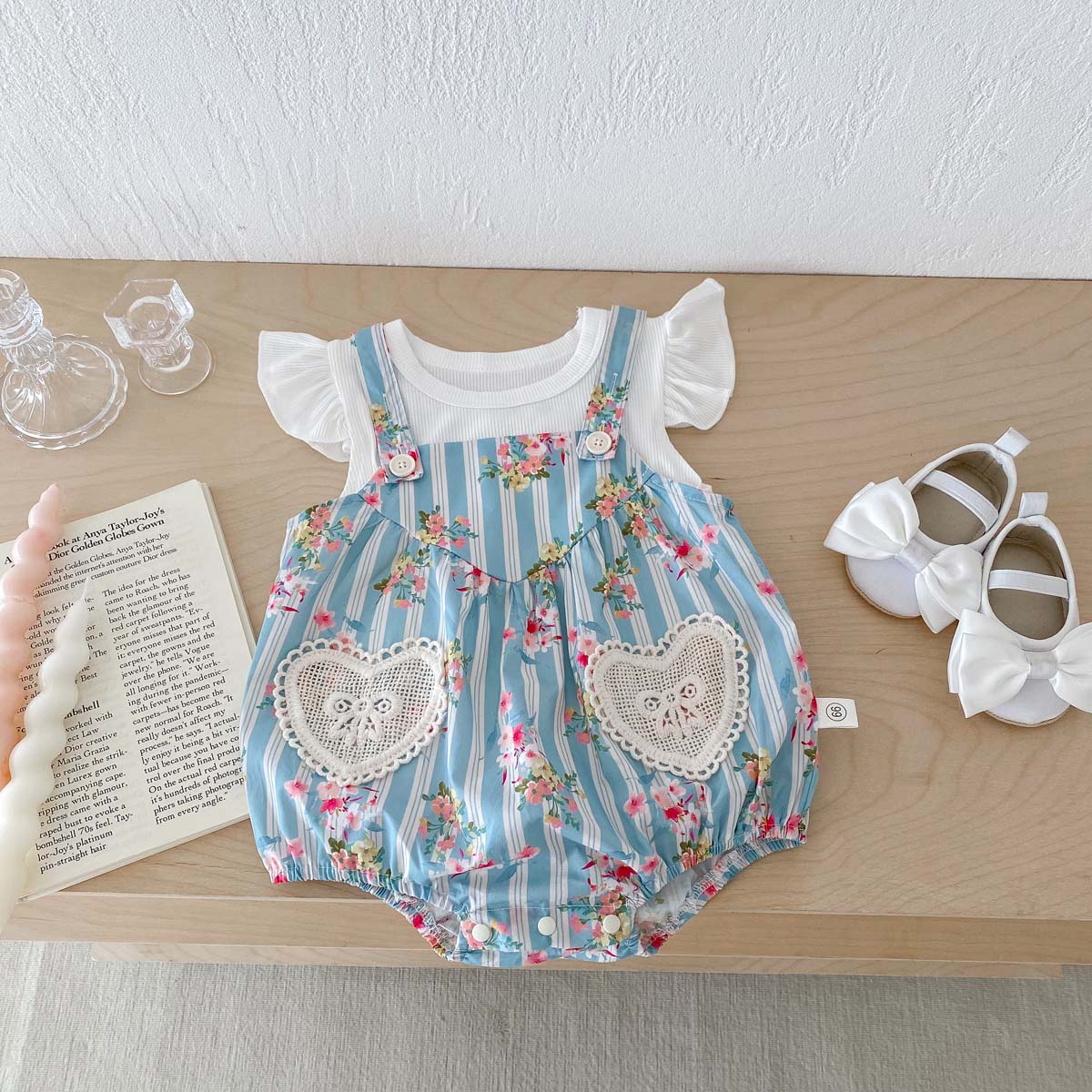 2PCS 신생아 옷 아기 소녀 바디 슈트 플러터 슬리브 - Newborn Baby Girl Romper Floral 리뷰 및 가격