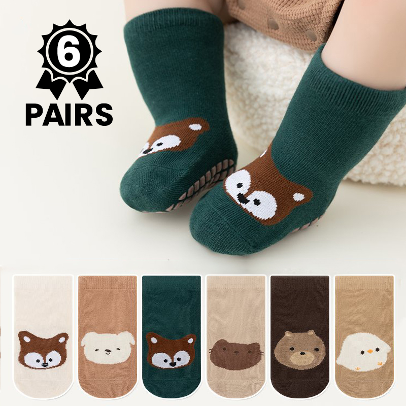 6 쌍 귀여운 만화 동물 아기 미끄럼 방지 바닥 양말  - Unisex Baby Socks Non Slip 리뷰 및 가격