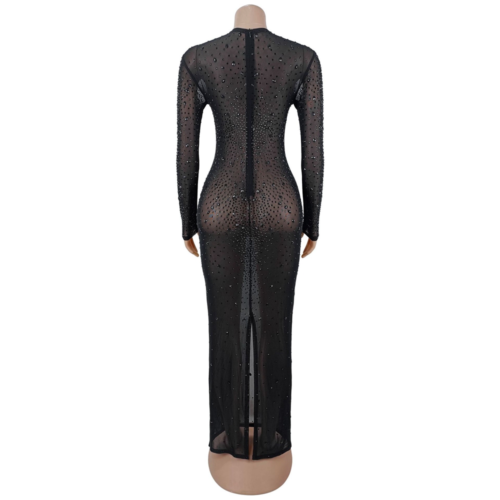 출산 사진 촬영 드레스 블랙 라인스톤 시스루 메쉬 긴팔 - Maternity Wear 리뷰 및 가격