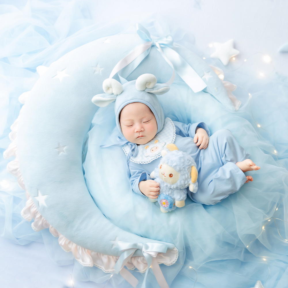 블루 쉽 신생아 촬영 소품 세트 달 모양 포즈 베개 양 - Infant Photography Props Outfit 리뷰 및 가격