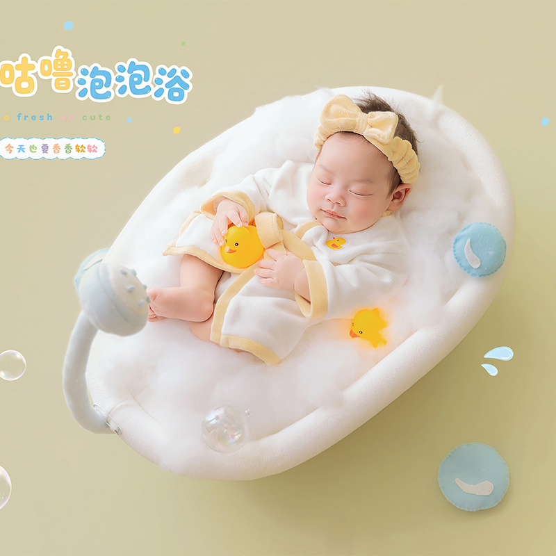 거품 목욕 욕조 테마 신생아 사진 소품 노란색 헤어밴드 - Infant Photography Props Outfit 리뷰 및 가격