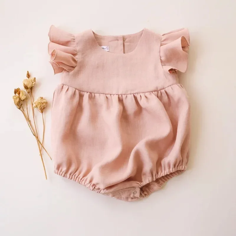 리넨 코튼 신생아 소녀 옷, 사랑스러운 여름 아기 롬퍼 - Baby Summer Linen Sleeveless Jumpsuit 리뷰 및 가격