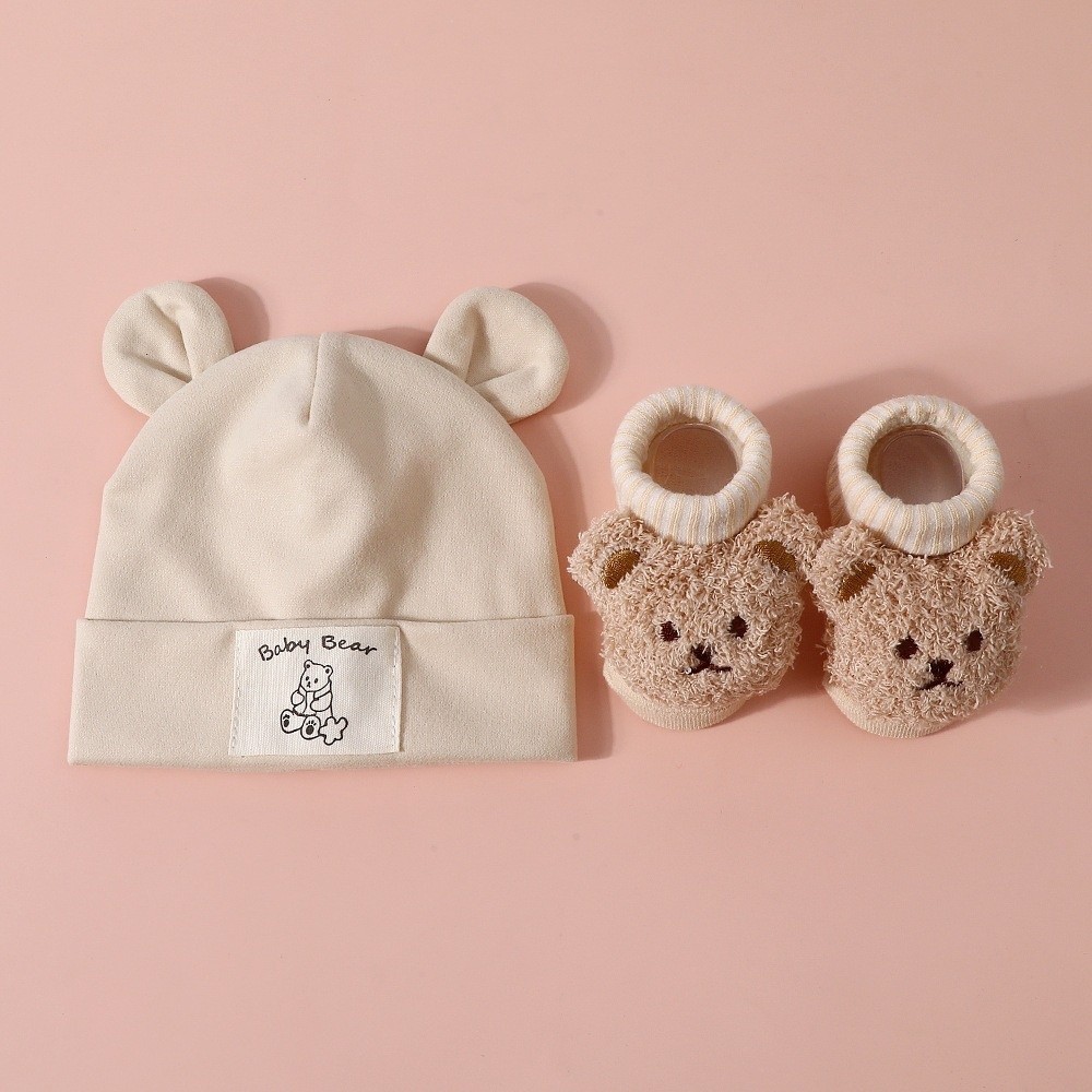 2 개/대 귀여운 면화 아기 모자 양말 세트 부드러운  - Infant Beanie Hat With Ears 리뷰 및 가격