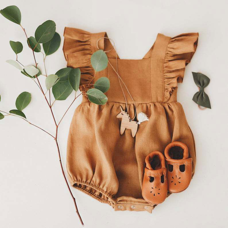 아기 여자 아동 롬퍼 여름 단색 면 린넨 러플 플라이  - Baby Summer Linen Sleeveless Jumpsuit 리뷰 및 가격