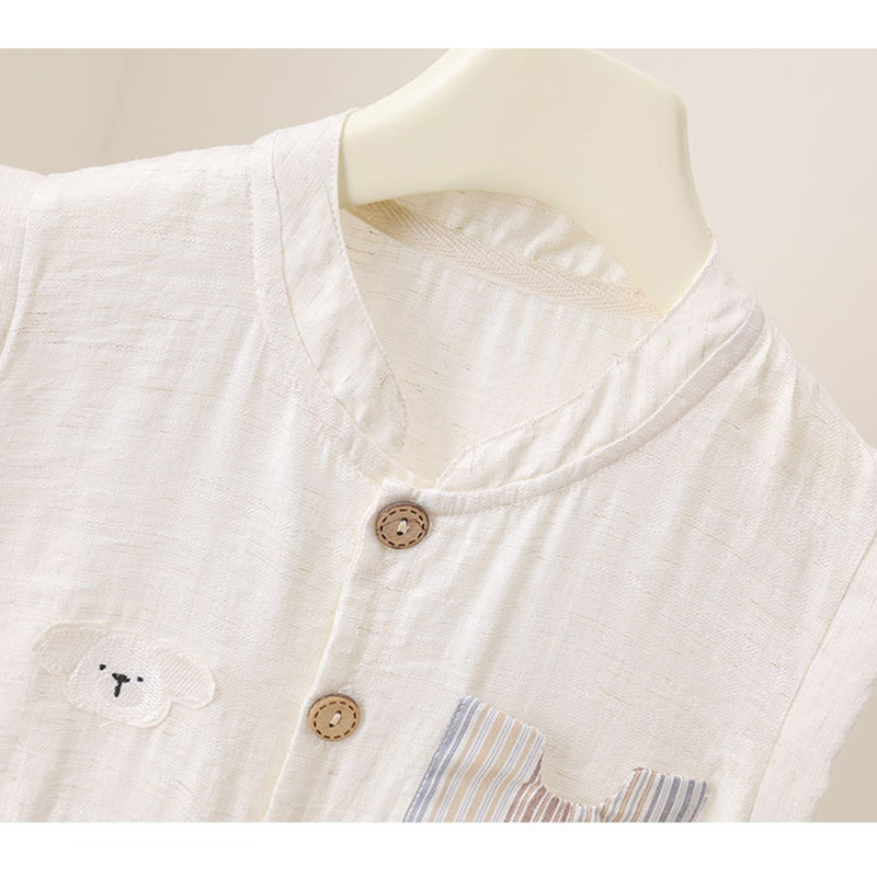 아기 소년 여름 롬퍼 만화 동물 자수 민소매 점프슈트  - Baby Summer Linen Sleeveless Jumpsuit 리뷰 및 가격